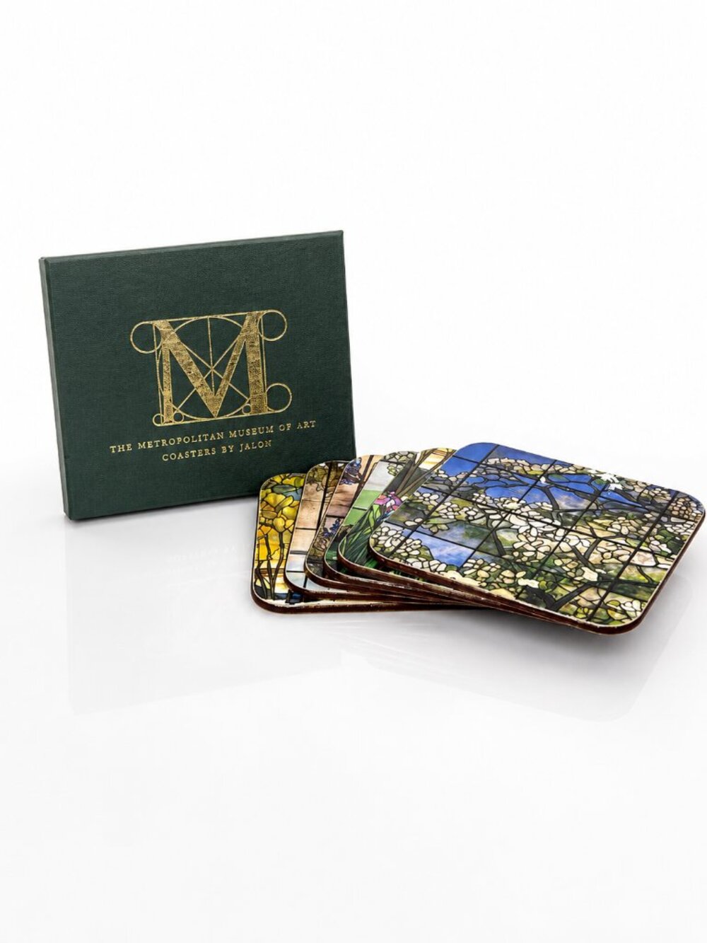 Metropolitan Museum of Art Tiffany Glass Windows Coasters by Jason Set of 6 VTG